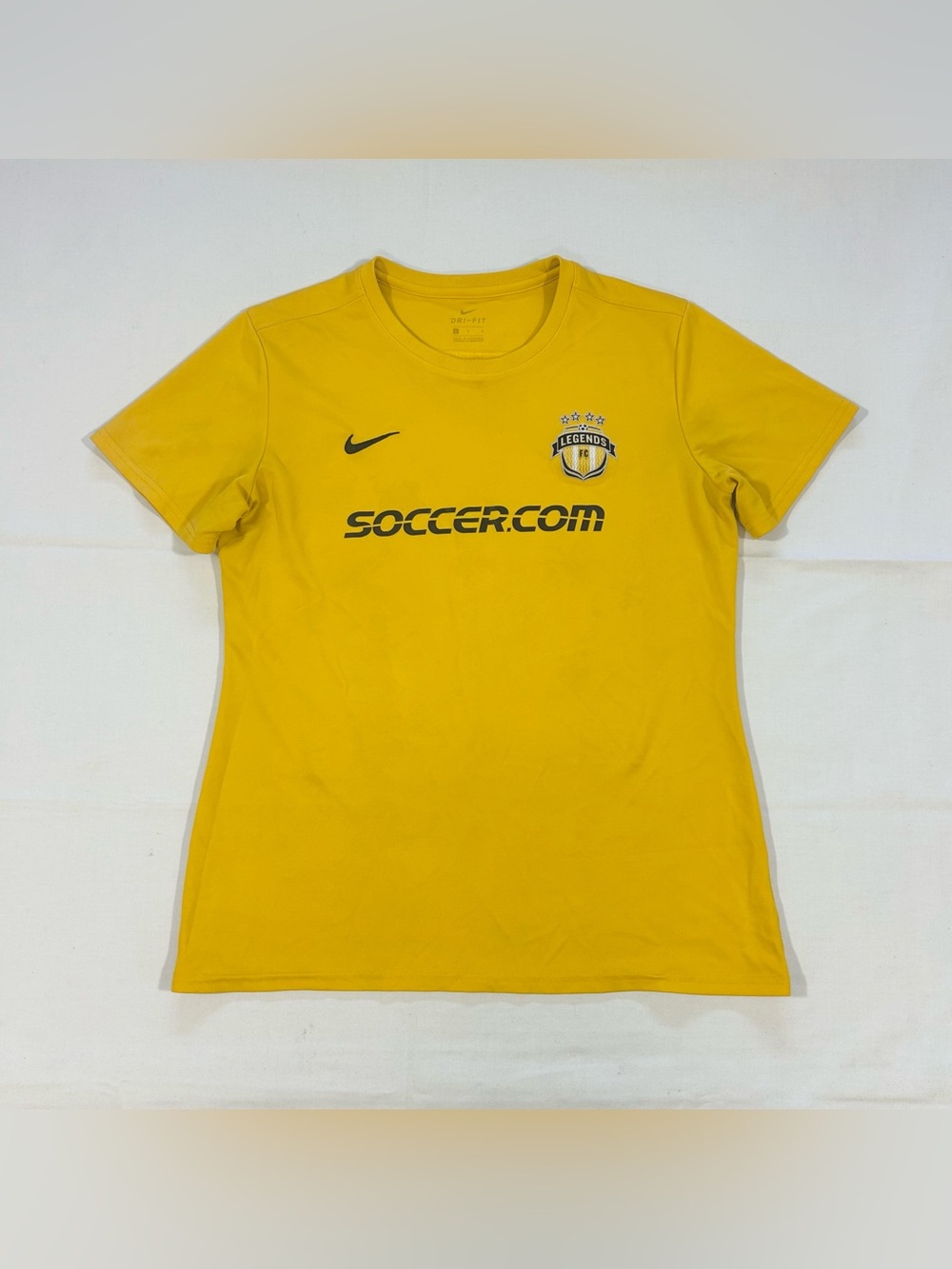 Nike Dri-Fit Womens Sz L Crewneck T-Shirt Legends FC Soccer Performance Yellow